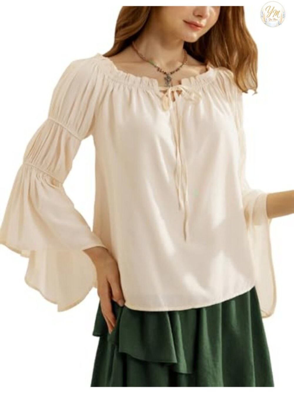 Off Shoulder Peasant Top Bell Sleeve Renaissance Blouse